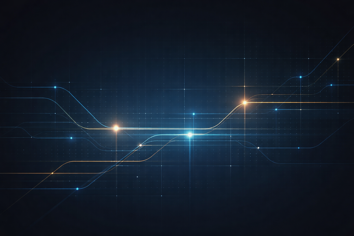 Minimalist abstract signal lines and grids on a dark background, representing regulatory timing, governance oversight, and compliance monitoring.