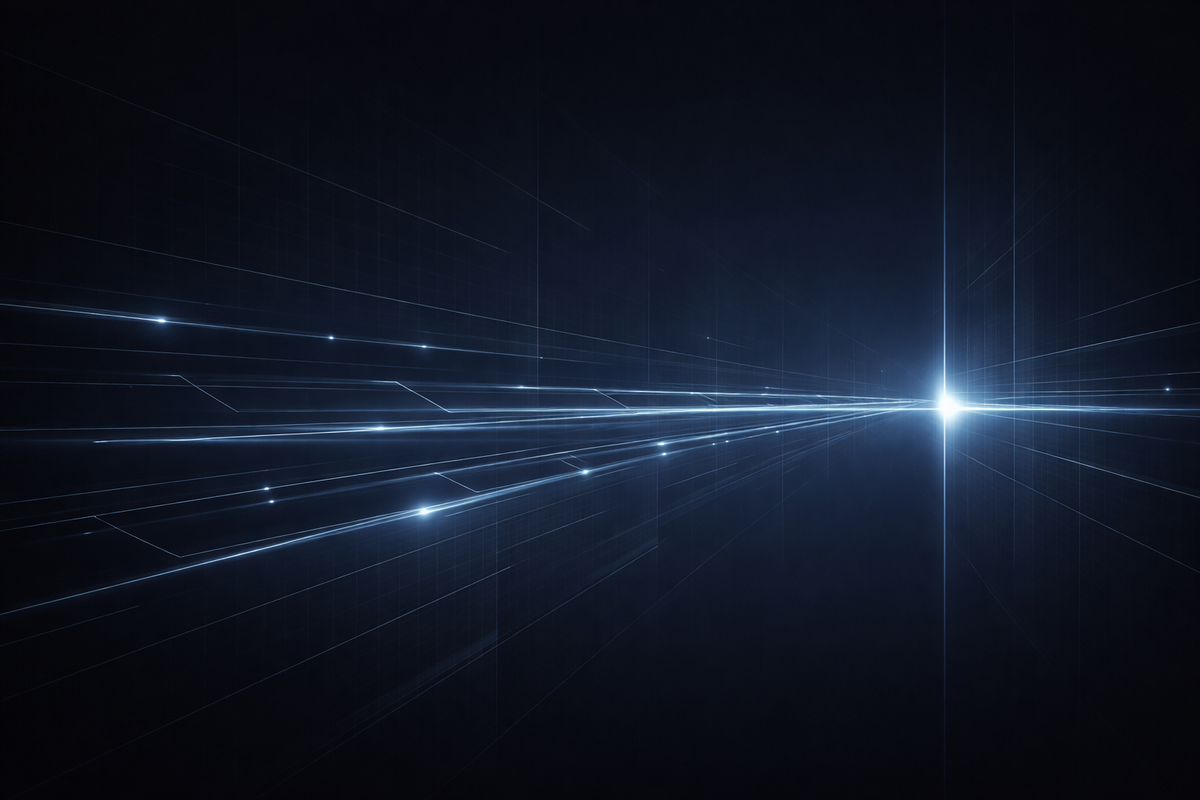 Abstract intelligence graphic showing policy signal lines converging toward a deadline, illustrating federal funding timelines shaping regulatory enforcement and oversight.