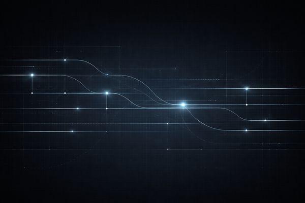 Abstract signal lines and grids on a dark background, representing regulatory timelines, governance oversight, and compliance monitoring.