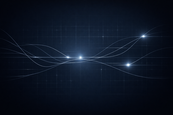 Abstract signal lines flow across a dark grid, converging at subtle glow points, evoking regulatory boundaries, timing shifts, and oversight of incentive behavior in financial systems.