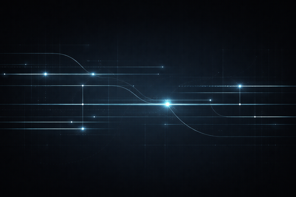 Minimalist abstract visual with signal lines and grids, suggesting regulatory enforcement timing and sanctions oversight in a secure intelligence environment.