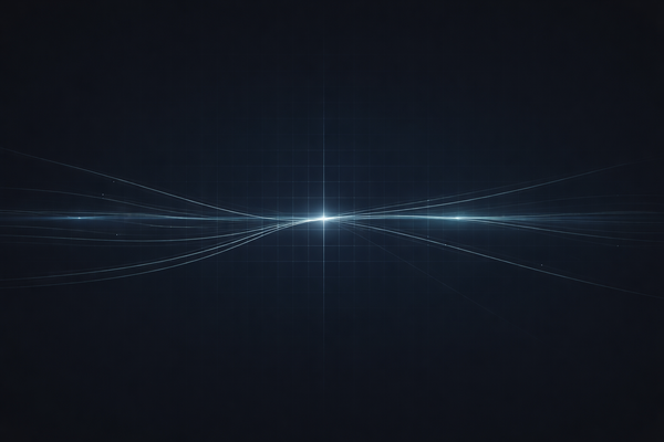 Abstract regulatory intelligence visual with converging signal lines and subtle grids on a dark background, showing enforcement after visibility and traceability.